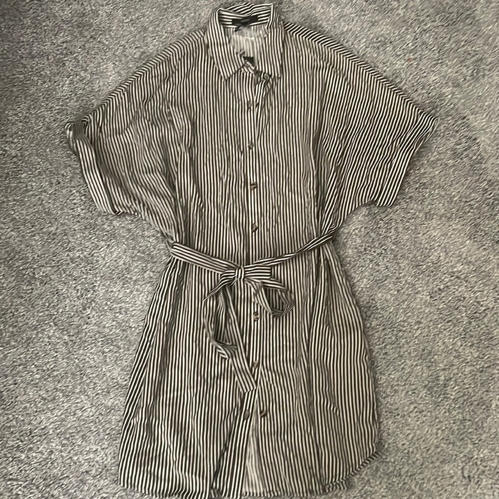stripped button up dress
